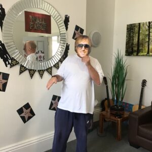 residents with Hollywood stars face masks