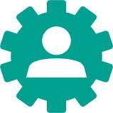 cog with person inside logo representing culture and values
