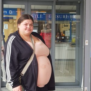 female resident outside local leisure centre