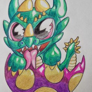 drawing of dragon hatching from egg