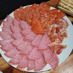 plate of sliced meats