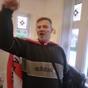 resident cheering on England in World Cup