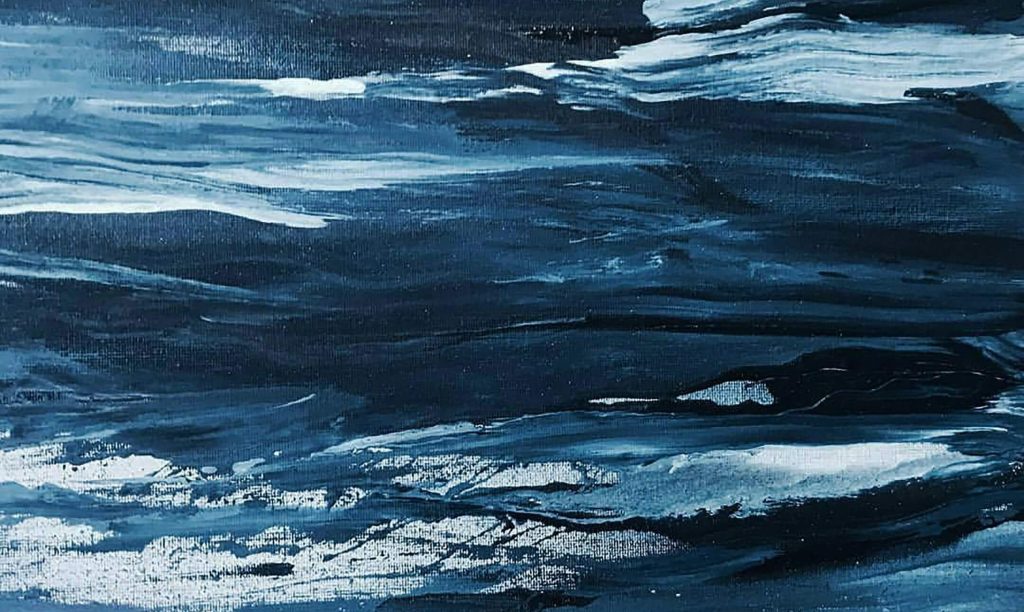 Blue brushwork painting for a blog about PTSD vs Complex PTSD