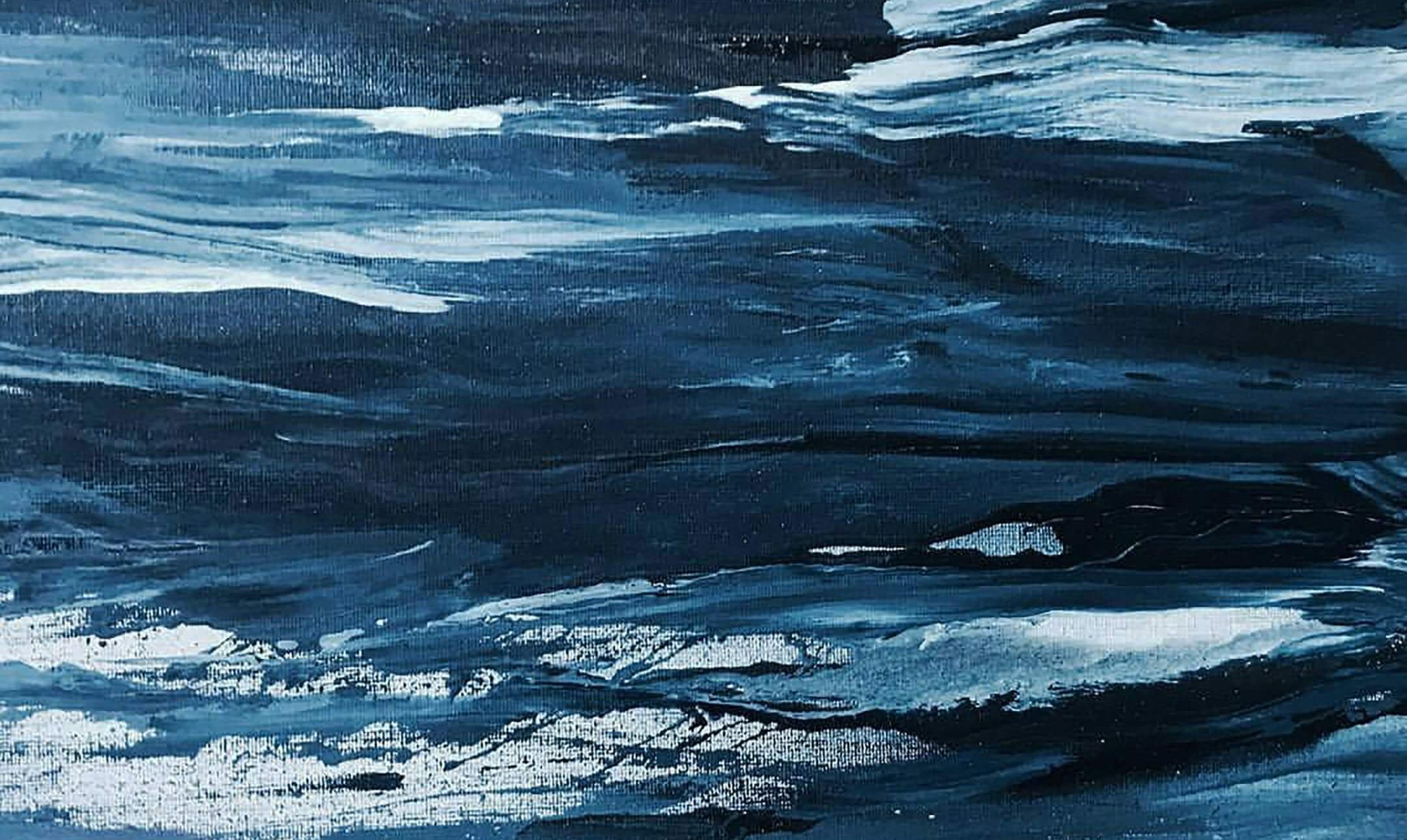 Blue brushwork painting for a blog about PTSD vs Complex PTSD