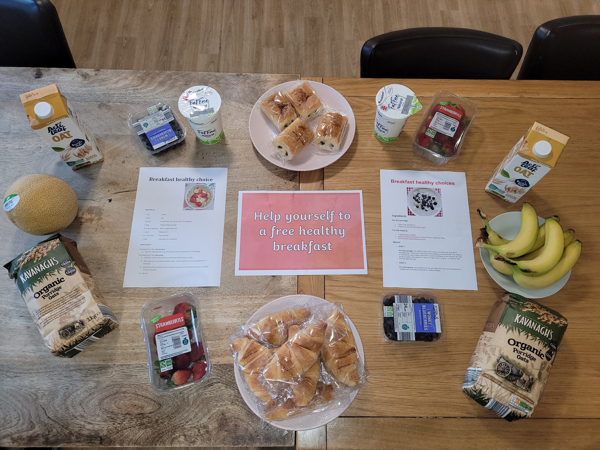 An assortment of healthy breakfast options.