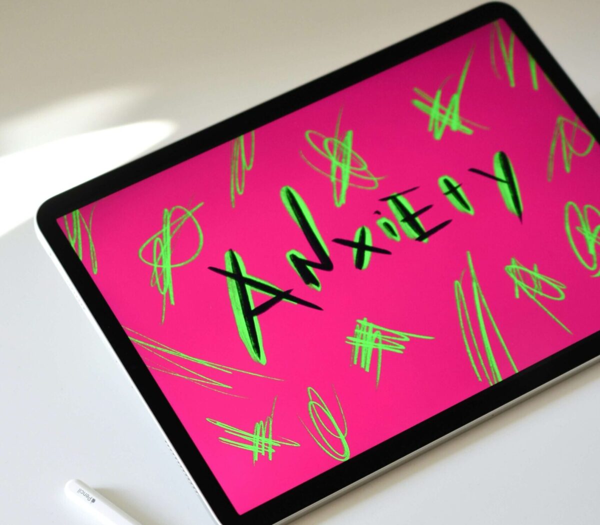 Anxiety written on a pink tablet