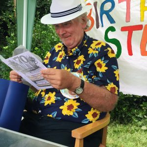resident reading birthday card