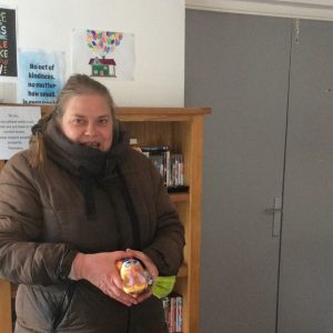 resident with easter egg