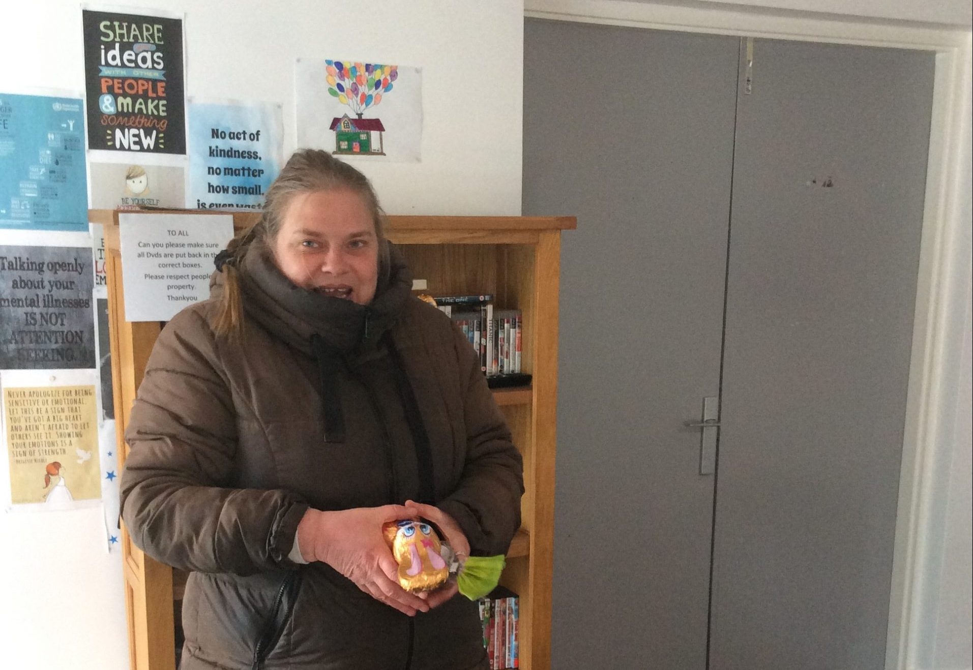 resident with easter egg