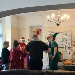 residents and team members enjoying christmas party