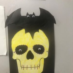 Halloween decoration - skull face with bat