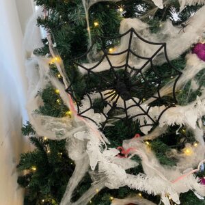 Grainger House Halloween tree close up of spiderweb