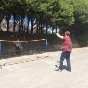 residents playing badminton