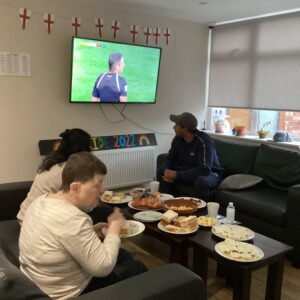 residents watching world cup game