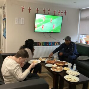 residents watching world cup game