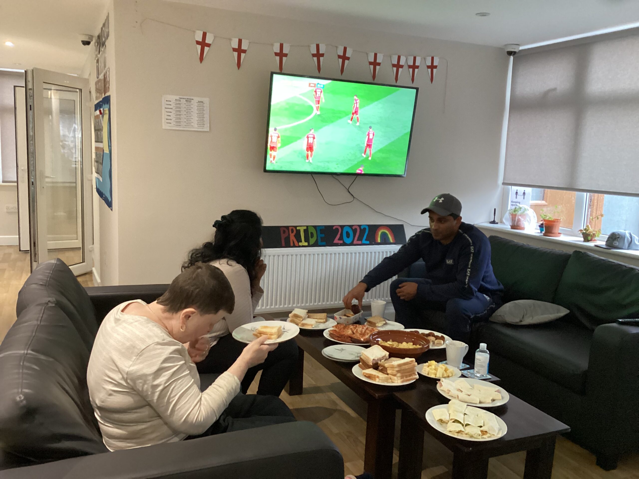 residents watching world cup game