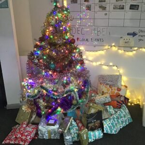 christmas tree with presents underneath