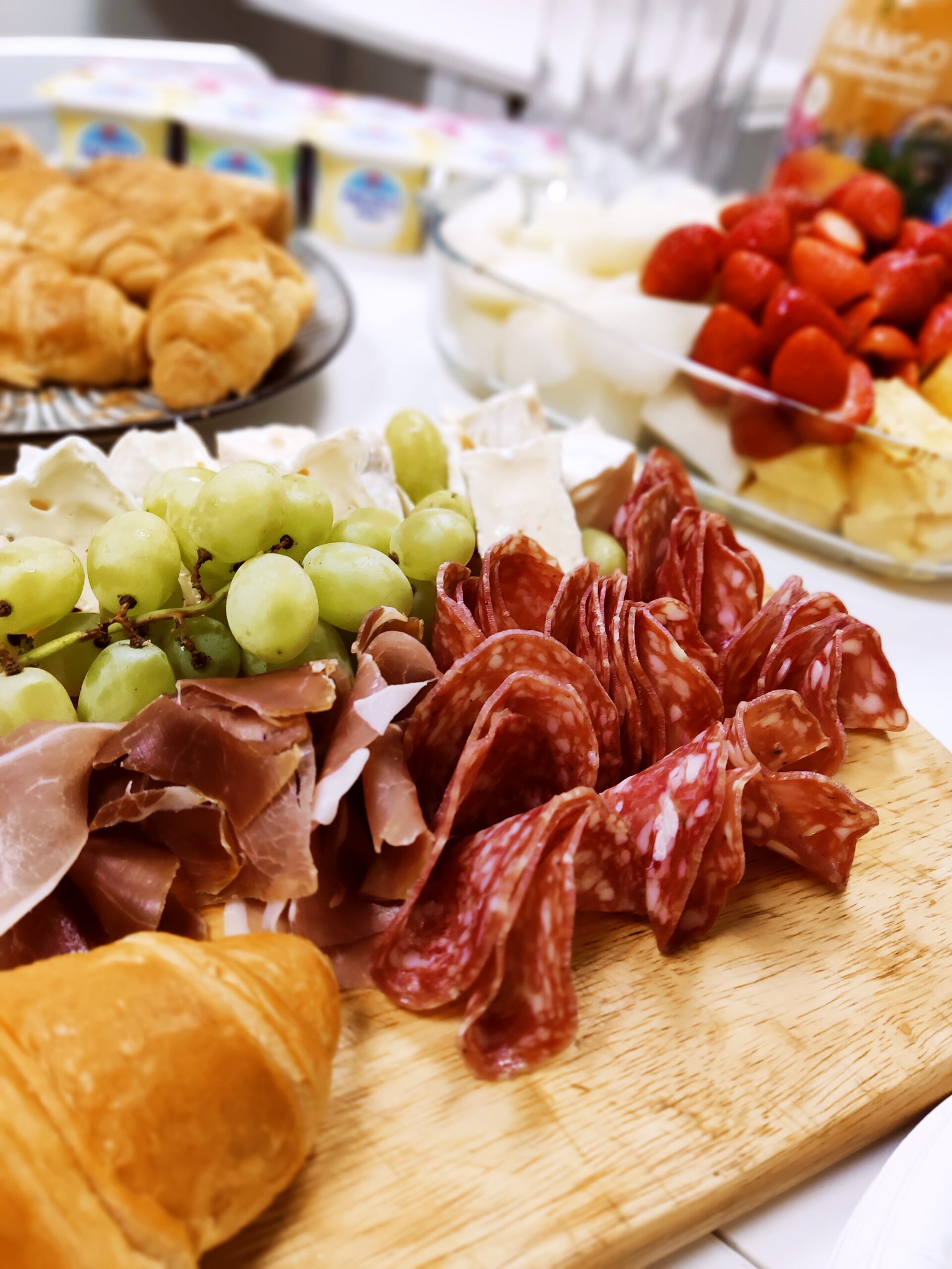 close up of food on wooden board