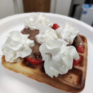 waffles with raspberries and cream