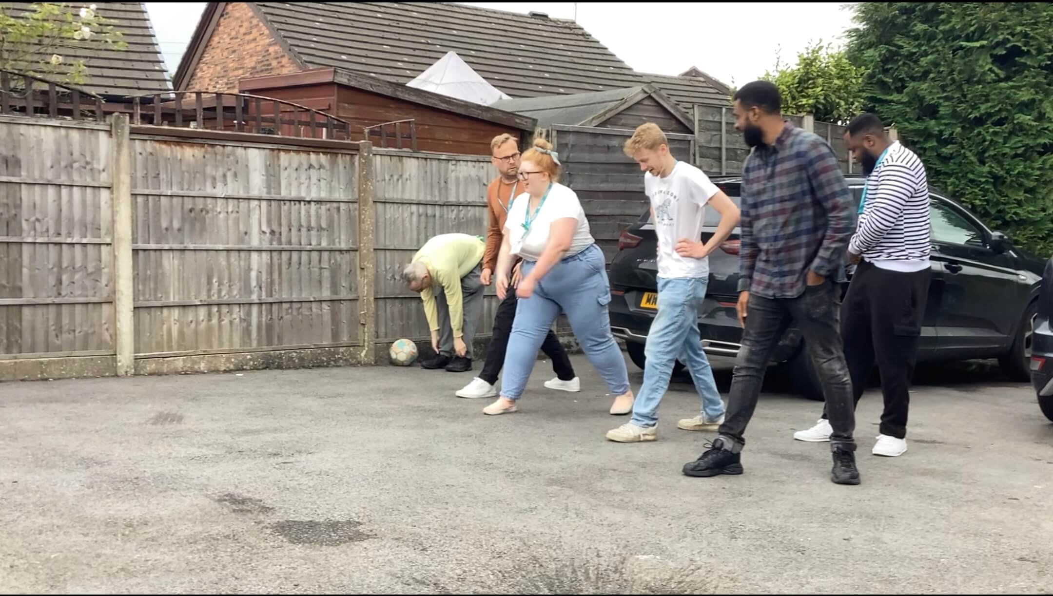 Group of people preparing to race