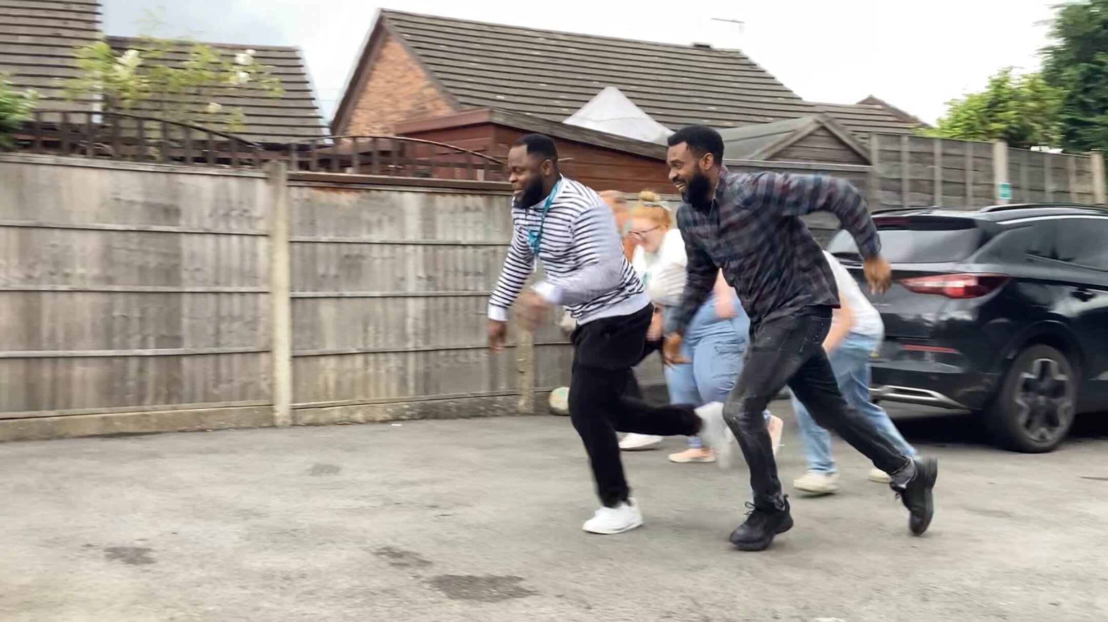 Group of people racing