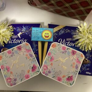 box of chocolates and greetings cards