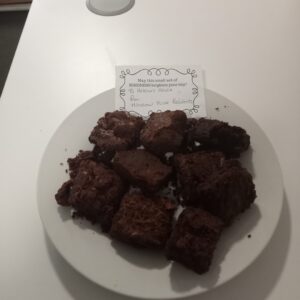 plate of chocolate brownies