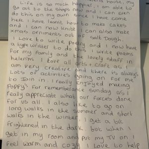 note from a Helena's House resident about their journey