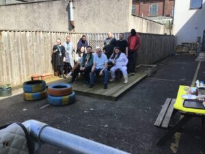 Residents having a barbecue