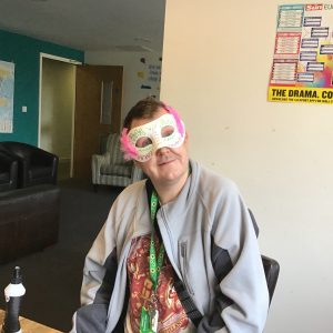 resident wearing eye maks