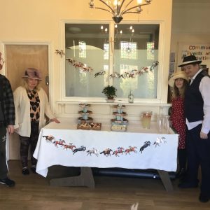 residents next to table