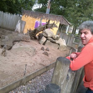 Resident veiwing meerkats on Safari trip