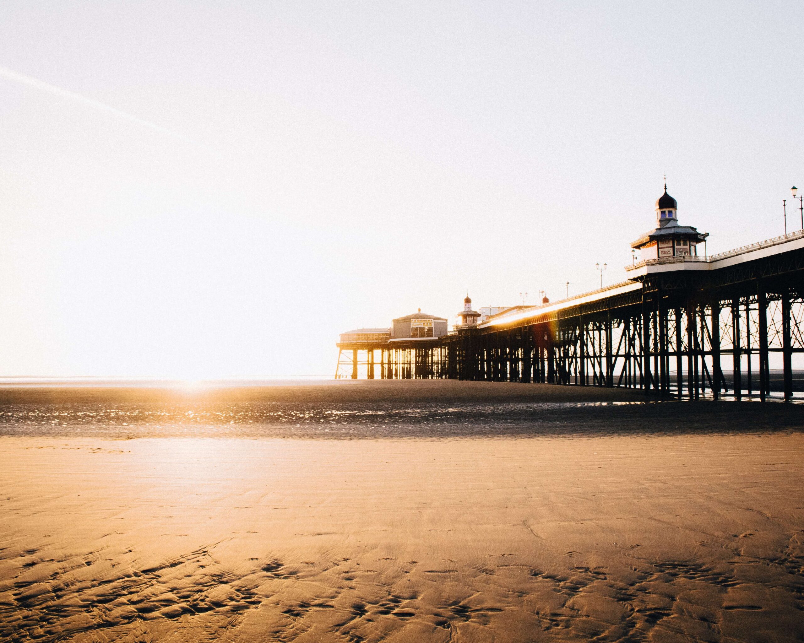 Sun setting over Blackpool pier