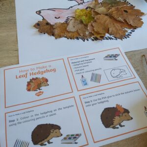 paper instructions on how to make an autumn leaf hedgehog