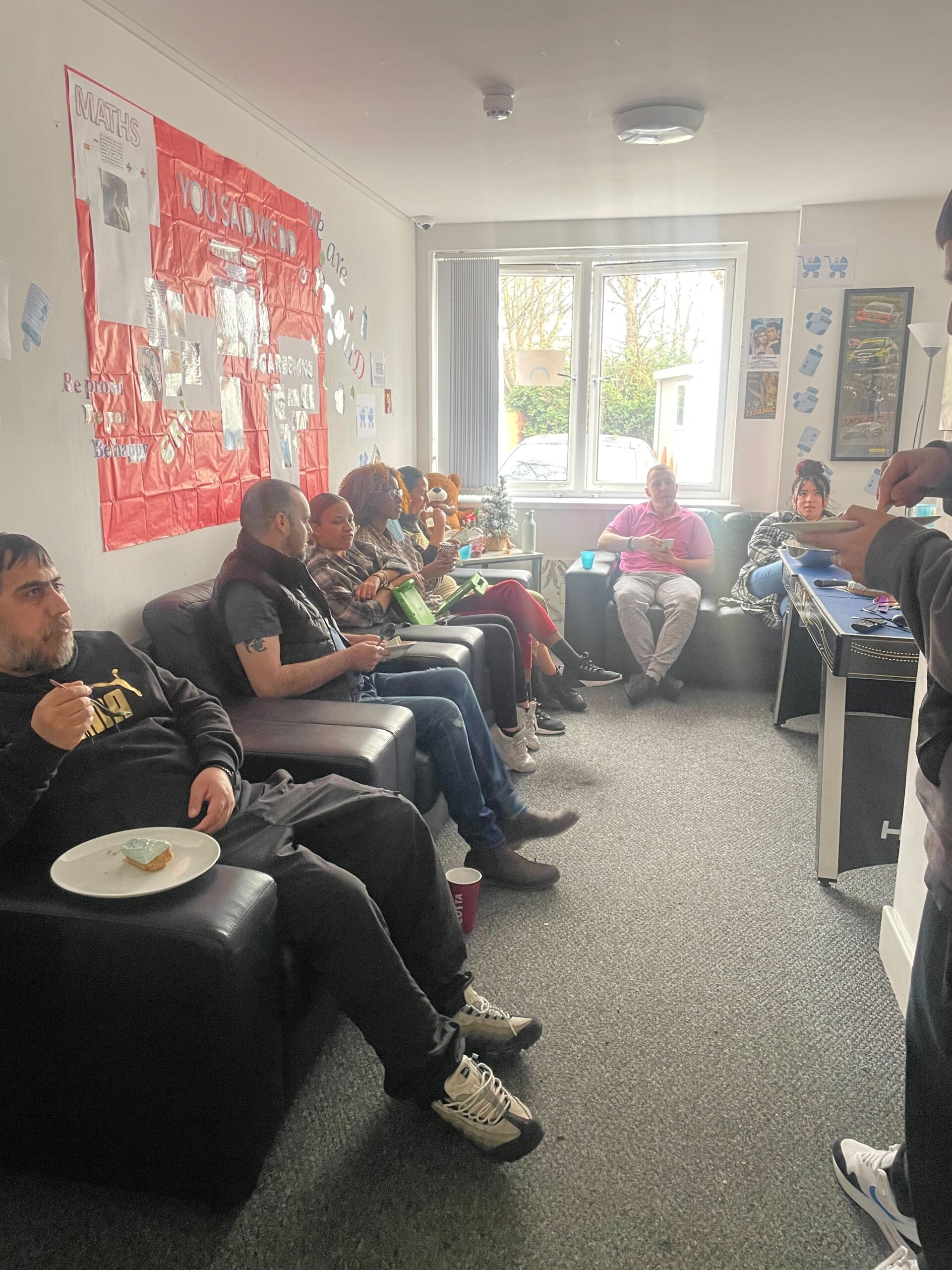 residents and team members enjoying baby shower