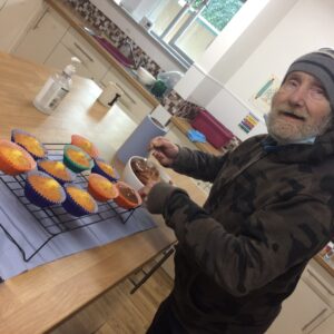 resident baking cupcakes