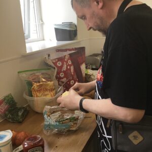 resident peeling potatoes