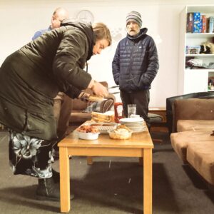 residents enjoying breakfast club