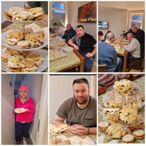 collage of photos showing residents enjoying cream tea afternoon
