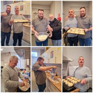 collage of photos showing residents baking scones