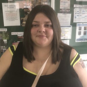 resident showing new haircut