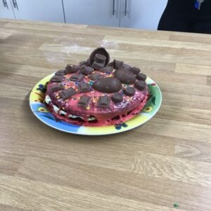 easter cake with red icing