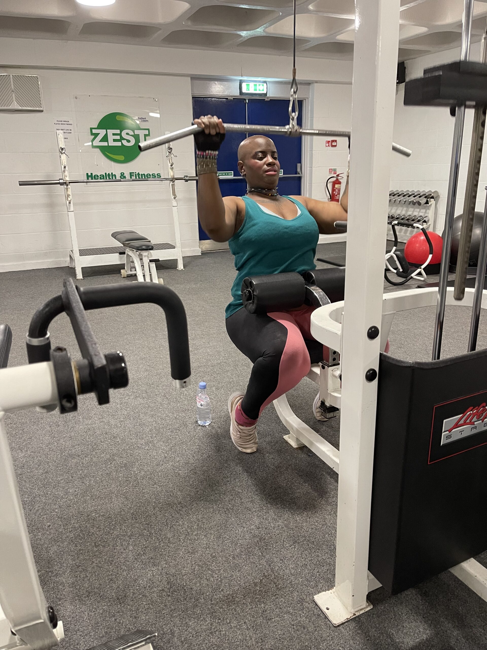 resident on lateral pulldown machine
