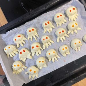 Spooky cookies before they are baked