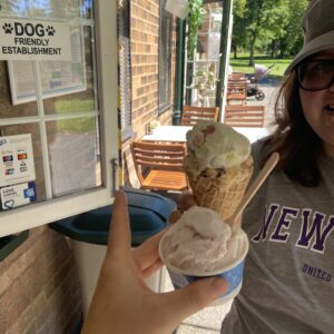 resident with ice cream cone