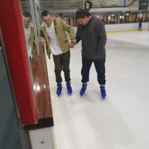residents ice skating