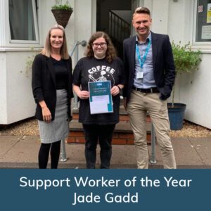 Jade Gadd receiving her award