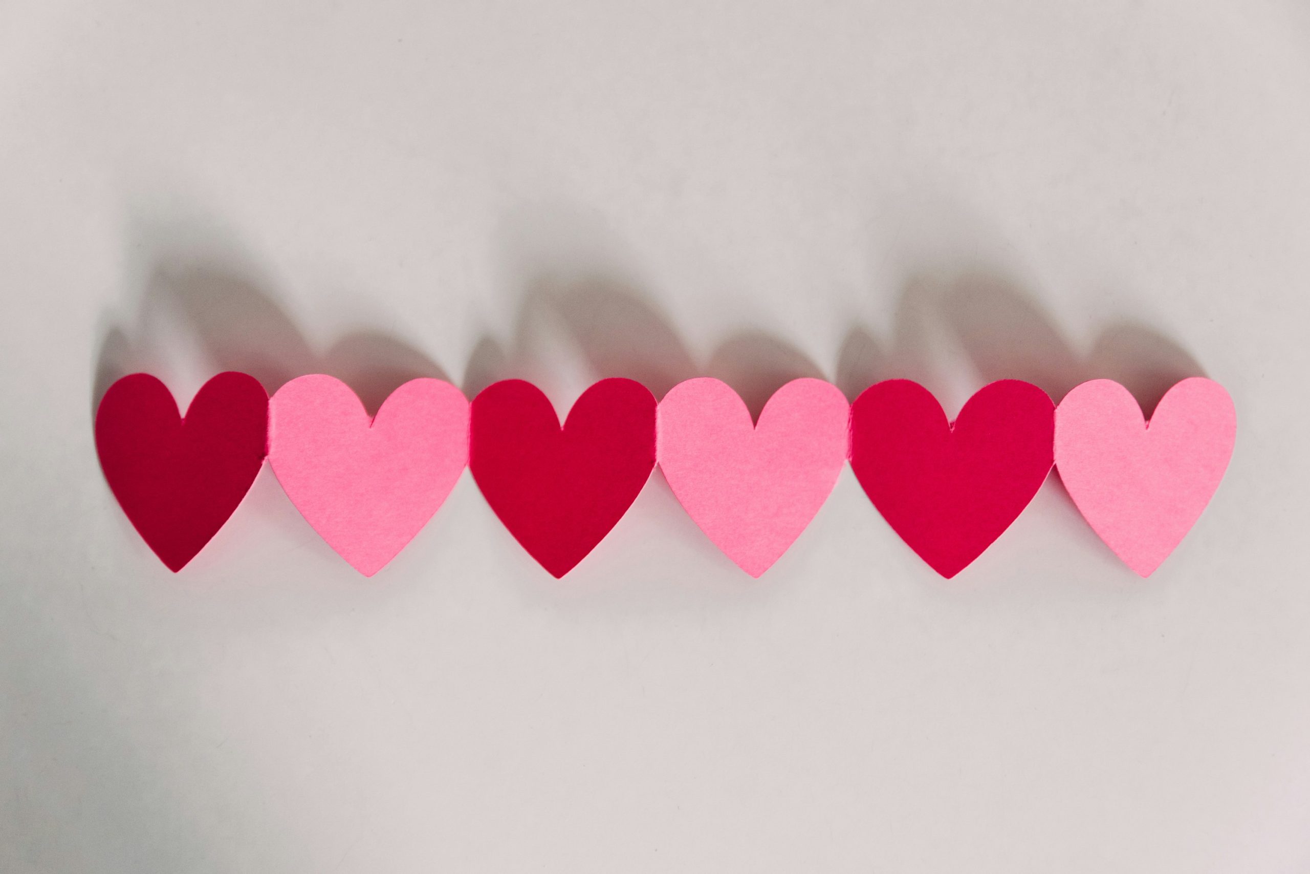 A heart-shaped paper chain to promote learning to love yourself this Valentine's Day