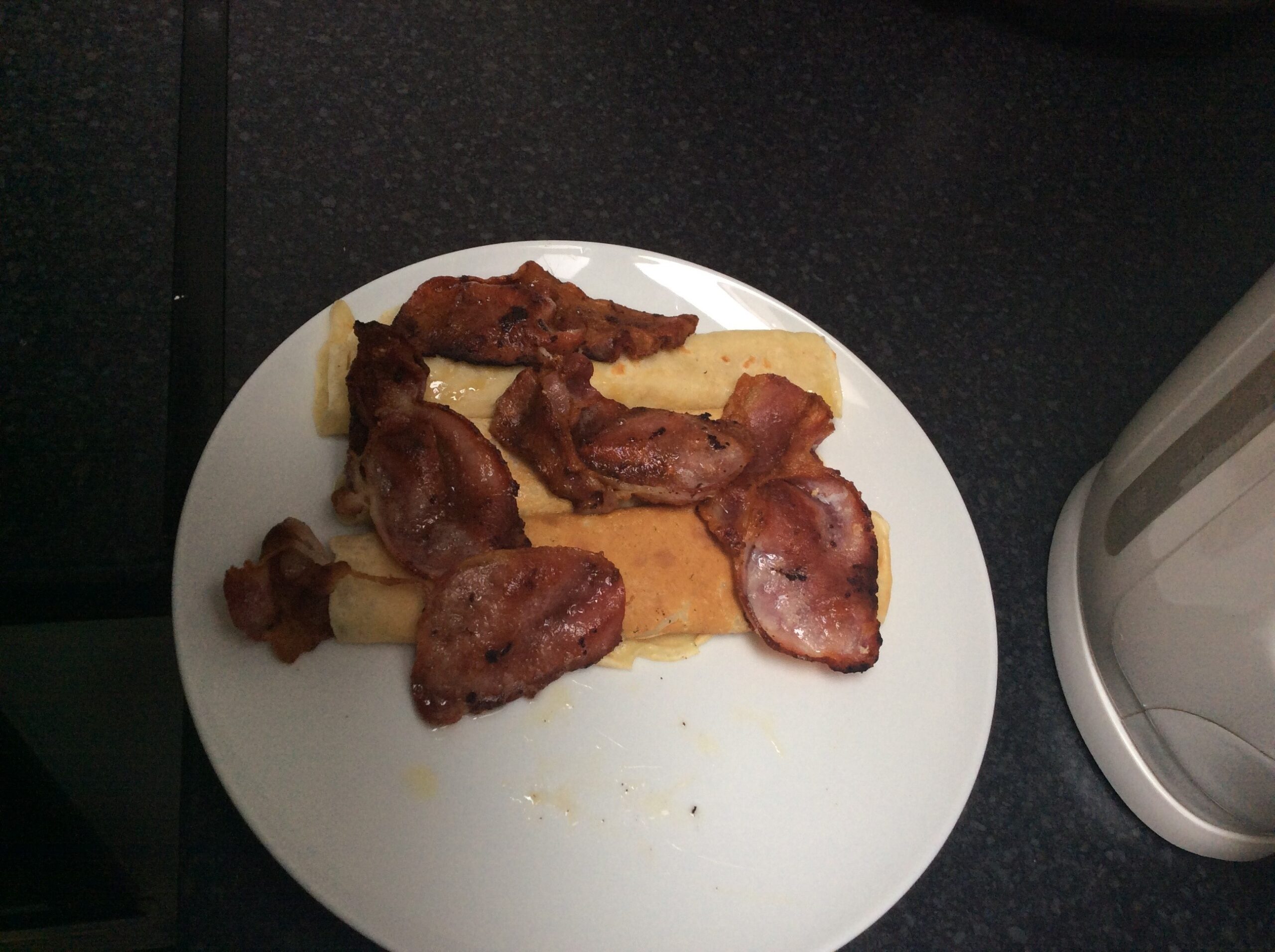 pancakes topped with bacon