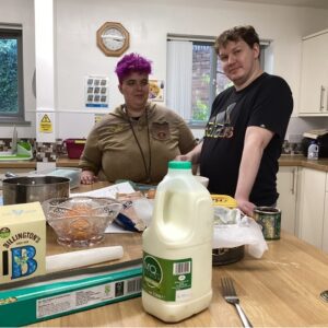 residents cooking parkin in baking group